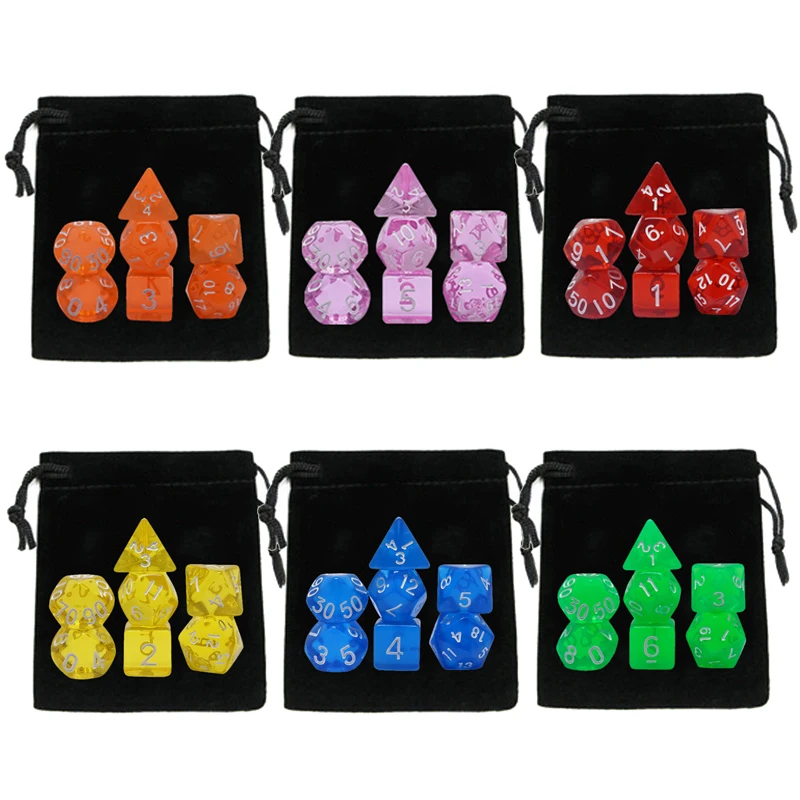 7Pcs DND Dice Set with Drawstring Bag Great for Dungeons and Dragons Role Playing Table Game Accessories for DND RPG Board Game