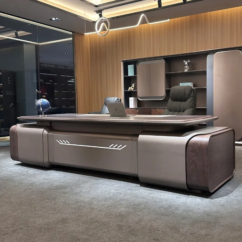 President's Desk Chairperson's Office Desk and Chair Combination General Manager File Cabinet
