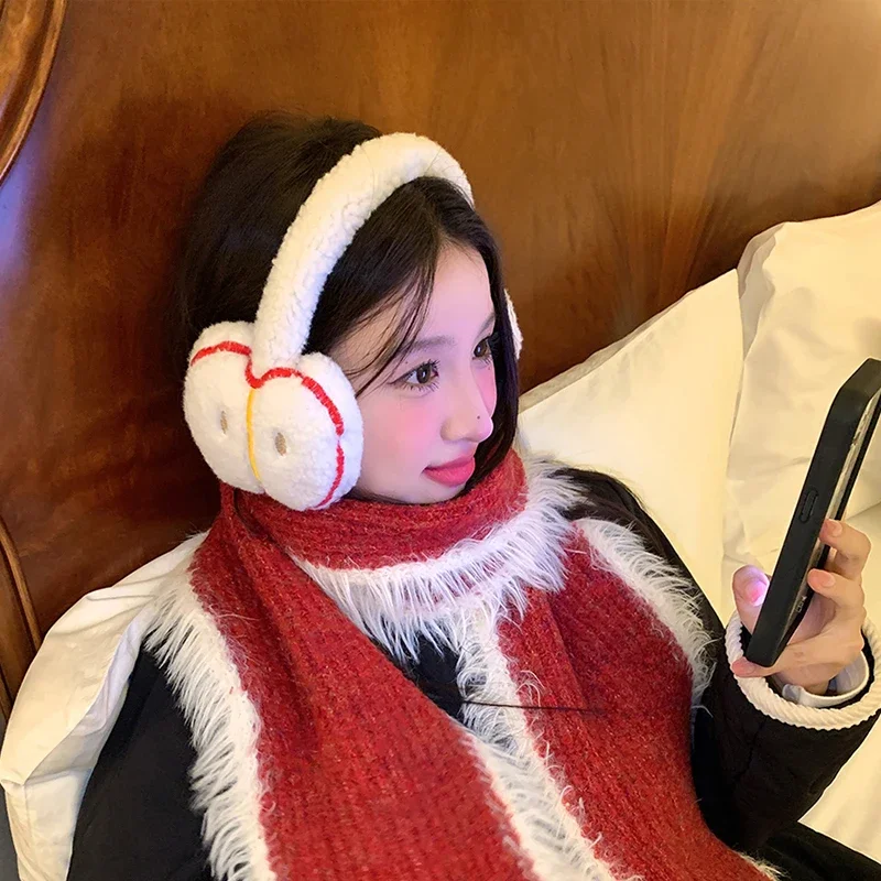 Cute Embroidery Apple Earmuffs Outdoor Cycling Plush Ear Protection Ear Bag Warm Winter Warm Earplugs Y2K Headset Ear Cover