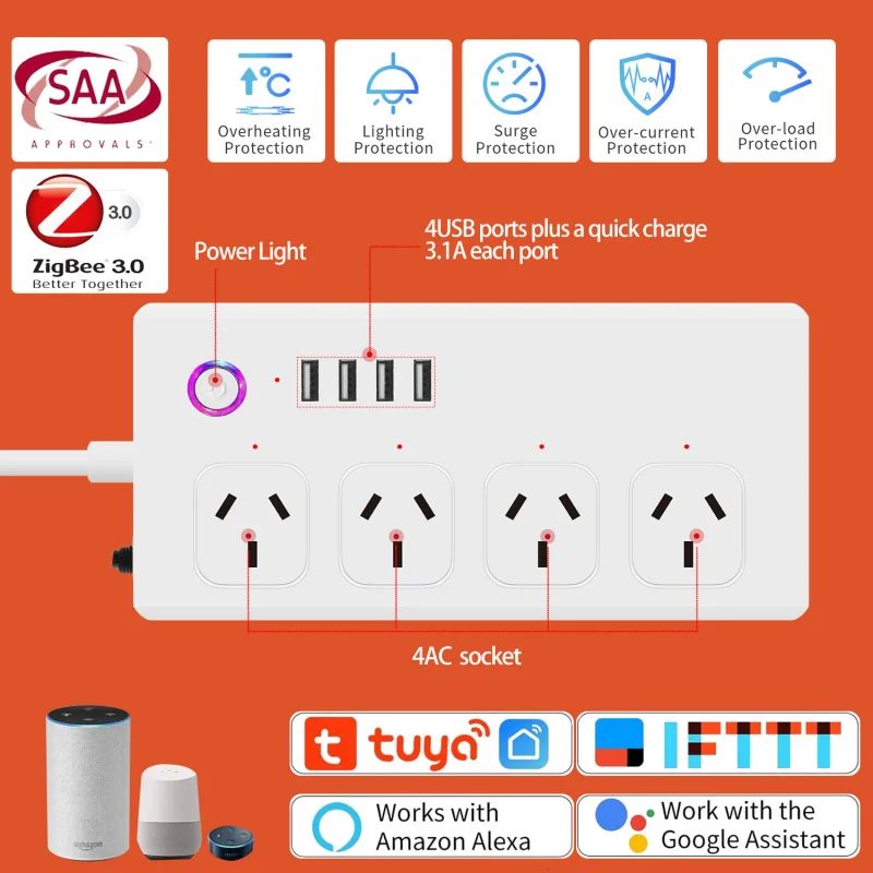 Graffiti IntelligencewifiAustralian Standard Socket  AlexaVoice Control Intelligent Power StripZigBee3.0Intelligent extension so