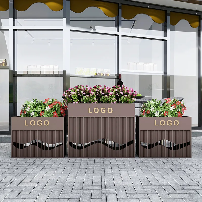 Outdoor wrought iron flower box outdoor anti-rust combination rectangular stainless steel flower slot bed stand plant