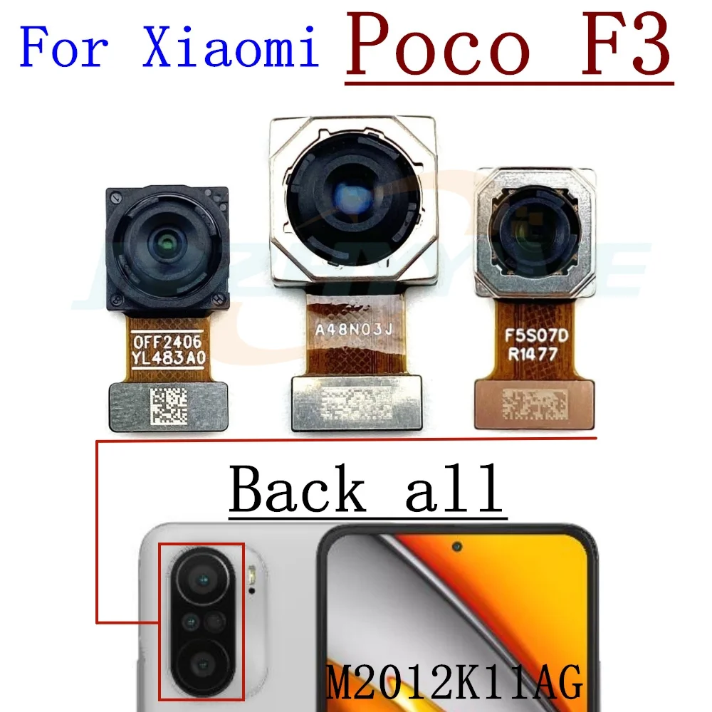 Rear Front Camera For Xiaomi Poco F4 F3 Frontal Selfie Facing Main Back Wide Camera Module Flex Cable Parts