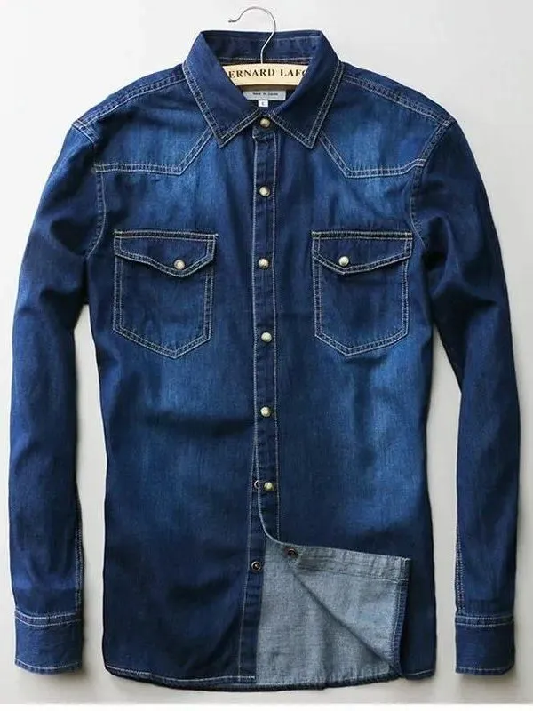 

Men's Slim Fit Soft Cotton Denim Shirt Jeans Winter Thin Style Casual Youth Popular Fashion Twist Flower Pattern American Style