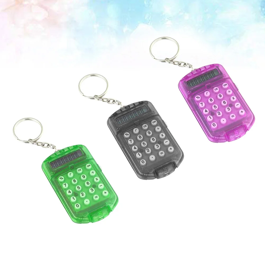 

3Pcs Keyring Calculator Mini Portable Electronic Calculator Compact Size for School Home Office Use Convenient Carry