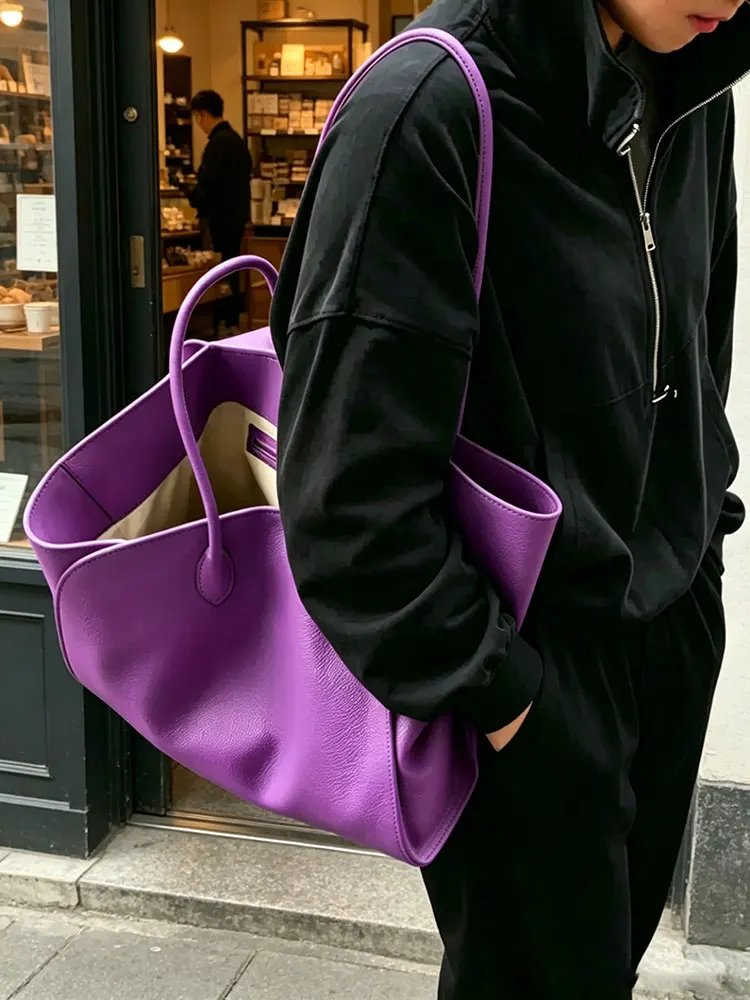 

Purple Large Capacity Women's Tote Bag 2026 New Luxury Subtle High-End Feel Handbag Single Shoulder Underarm Big Bag