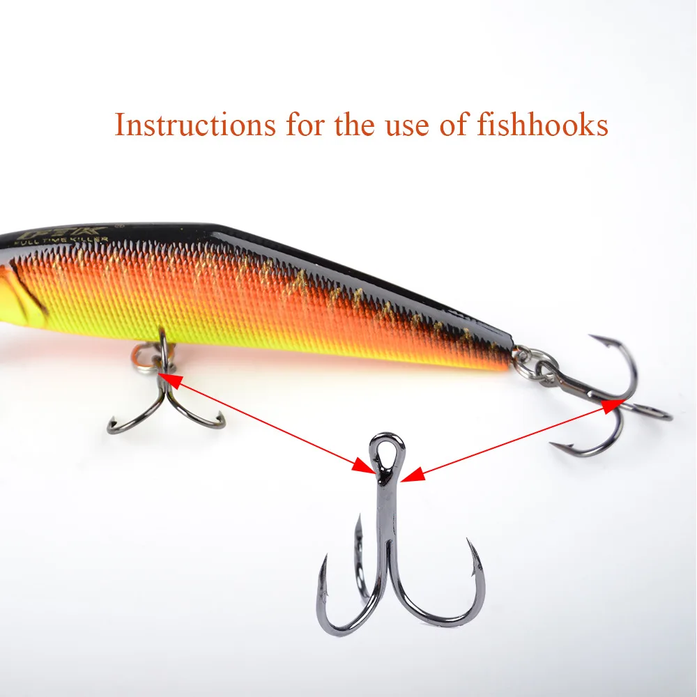 FTK 10-20pcs Black Nickel Fishing Hook High Carbon Steel Overturned Treble Hook 2/4/6/8/10# For Lure Triple Hook Fishing Tackle