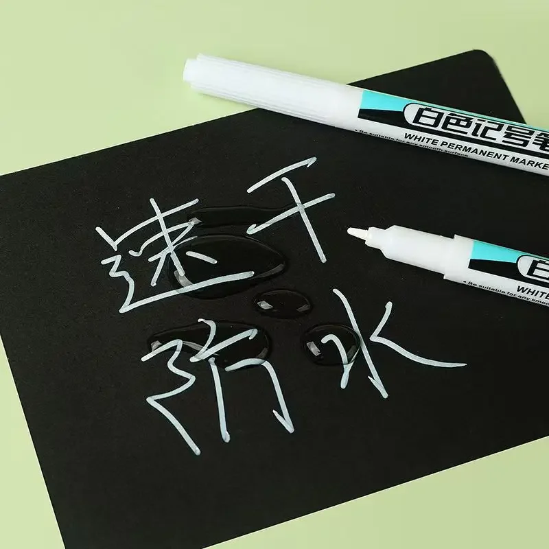 White Marker Pens 0.7/1.0/2.5mm Waterproof Oily Permanent Paint Pen Markers for Wood Rock Plastic Leather Glass Metal Ceramic image 5