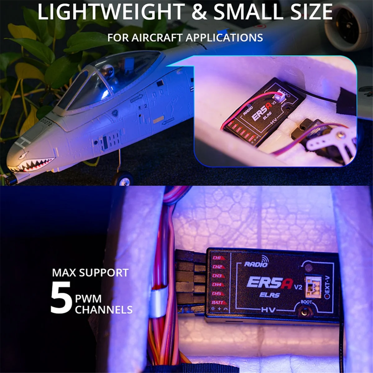 A97ZZ Per Ricevitore Radiomaster ER5A V2 RX 5CH ELRS Ricevitore PWM da 2,4 GHz per RC FPV Drone da corsa ad ala fissa