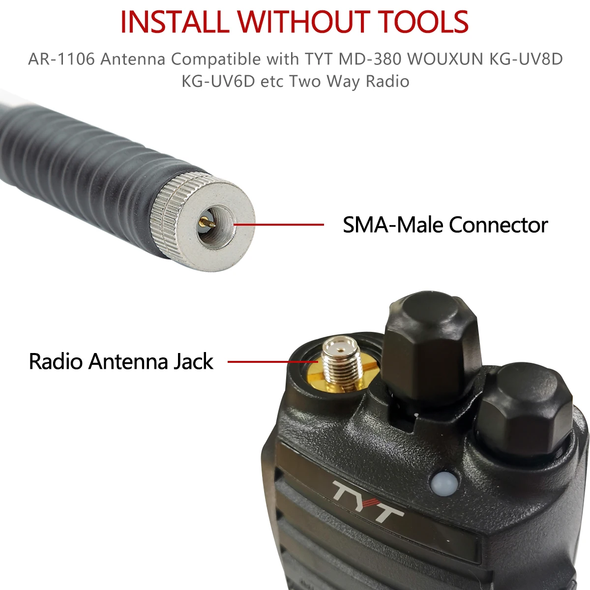 Antena telescópica para walkie-talkie,dispositivo de23cm/130cm, sma-macho,VHF,136-174MHz,para Yaesu,VX-6R,TYT,TH-UV8000D, Wouxun