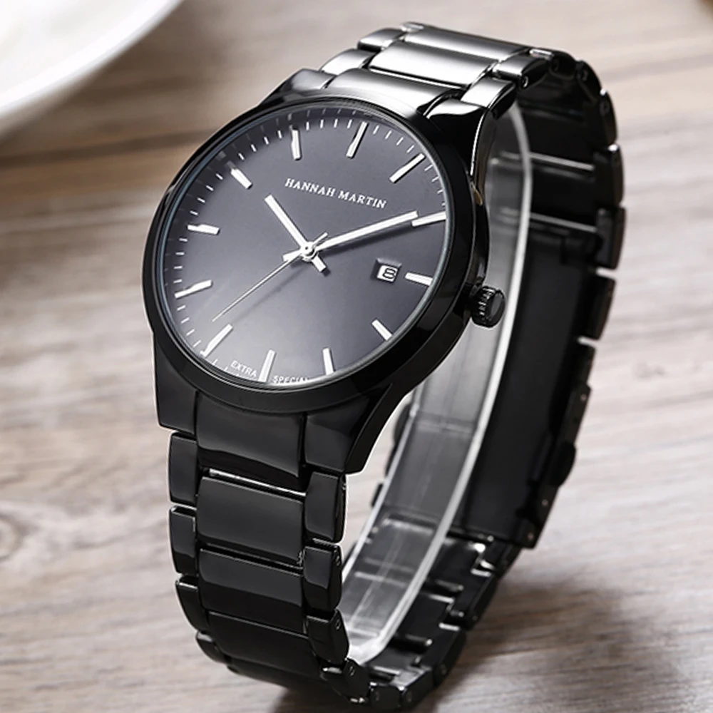 Men Watch Top Brand Original Sports Quartz Black Mens Watch All Steel Waterproof Classic Business Fashion Calendar Wristatches