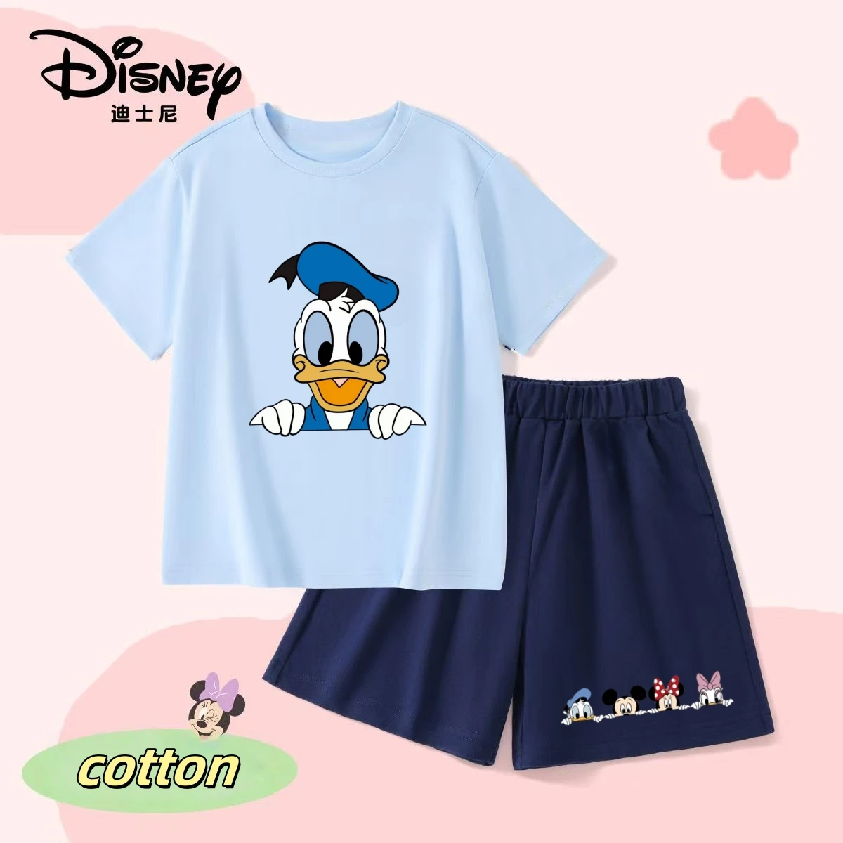 

Disney Summer Baby Girls Cotton Clothes Set Kid Boy Donald T-shirts Top and Shorts 2 Pieces Suit Children Short Sleeve Outfits