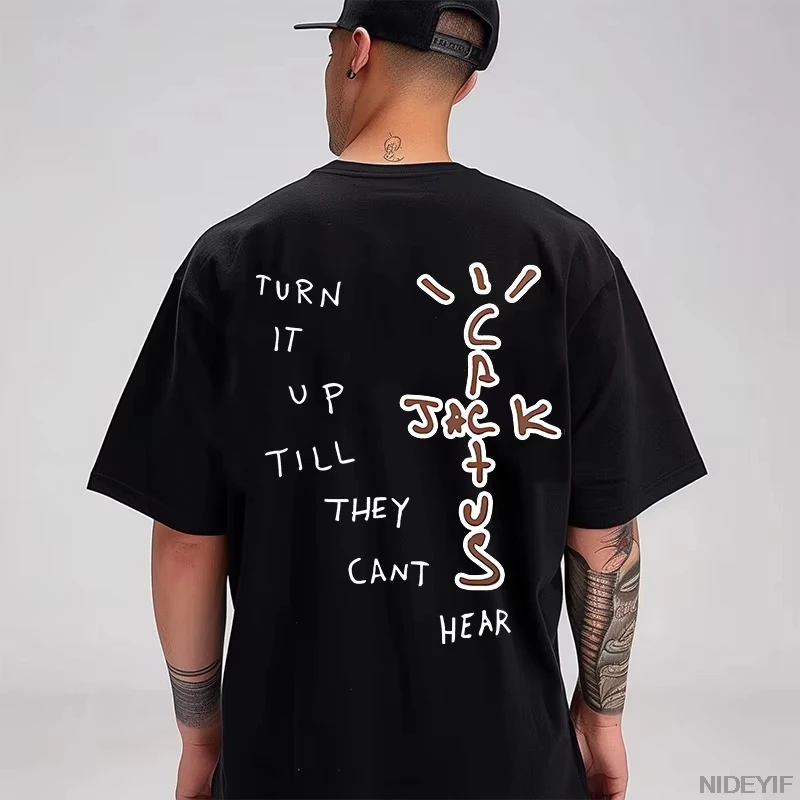 2026 Cotton T Shirt Men Women Fashion Hip Hop T Shirts cactus jack Loose Short Sleeve Fans Gift Tops men look mom i can fly K27