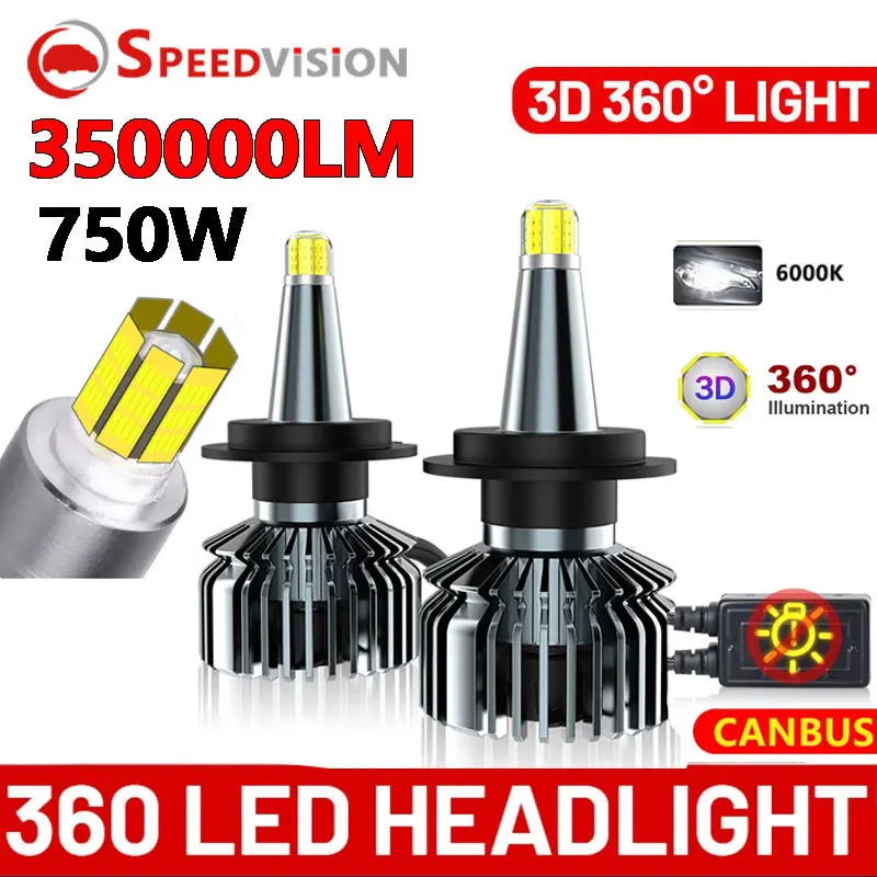 H7 LED CANBUS 360 for Projector Lenses 350000LM H11 H1 H4 LED H8 Headlight Bulbs HB3 9005 HB4 9006 Hir2 9012 LED Fog Light 6000K