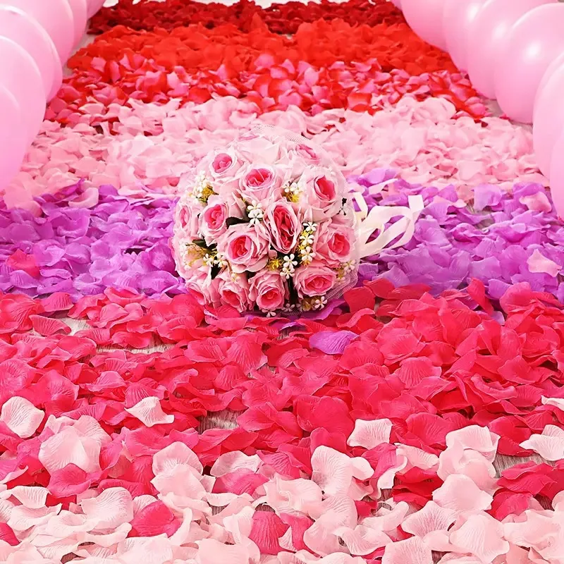 بتلات الورد الاصطناعي 1000 قطعة، بتلات الزهور المزيفة لديكور اقتراح الزفاف، الذكرى السنوية الرومانسية لعيد الحب