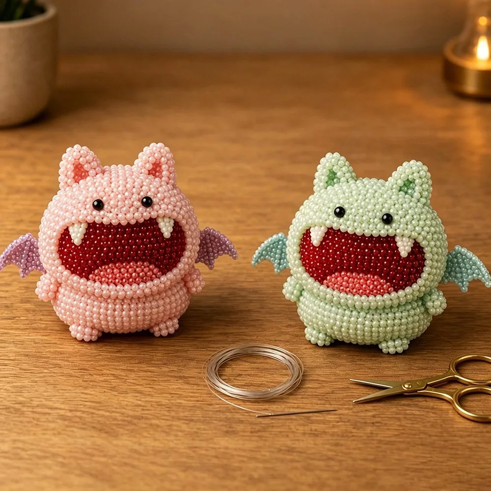 3D Beaded 3D Beaded Craft Kit Easy DIY Tiny Size Bead Animal Craft Colorful Beads Accessories Included Handmade Ornament Set