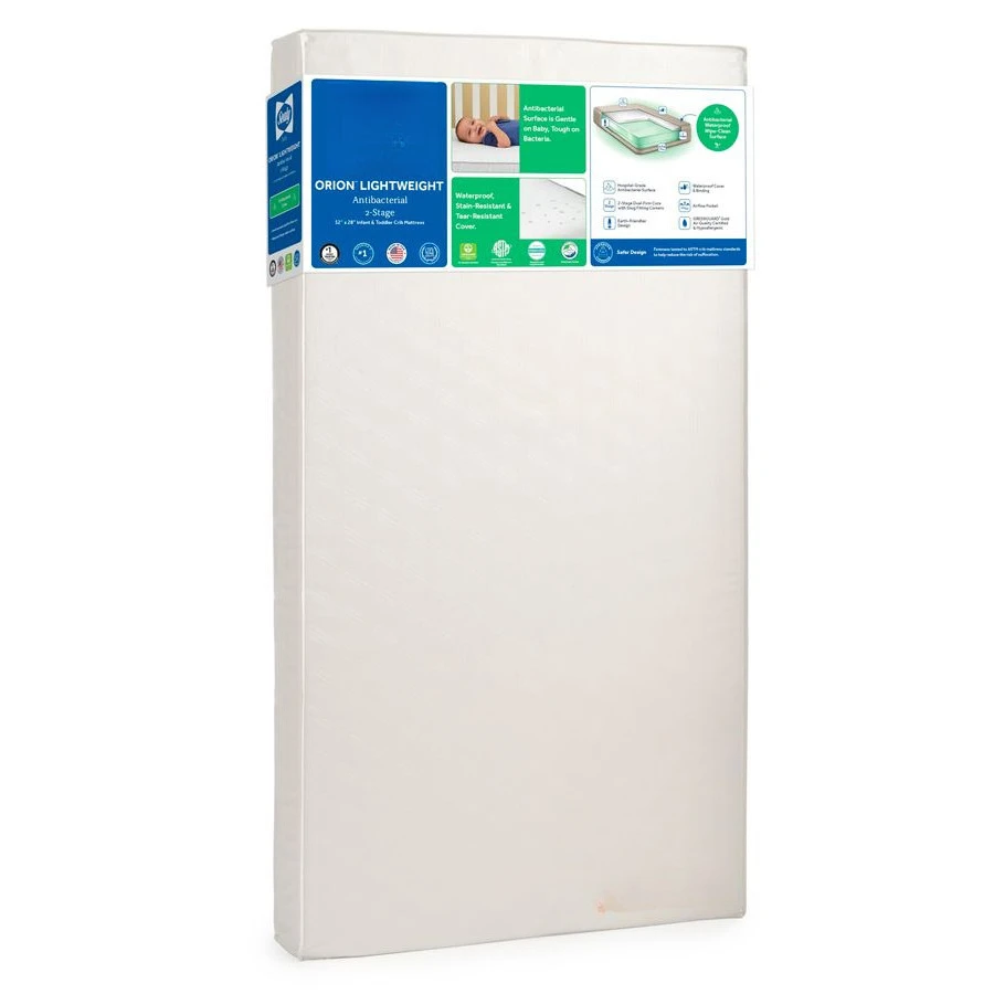 

Антибактериальный двухслойный дышащий матрас для детской кроватки, подходит для кроваток для малышей, легкий, водонепроницаемый, нетоксичный, сертифицирован GREENGUARD Gold