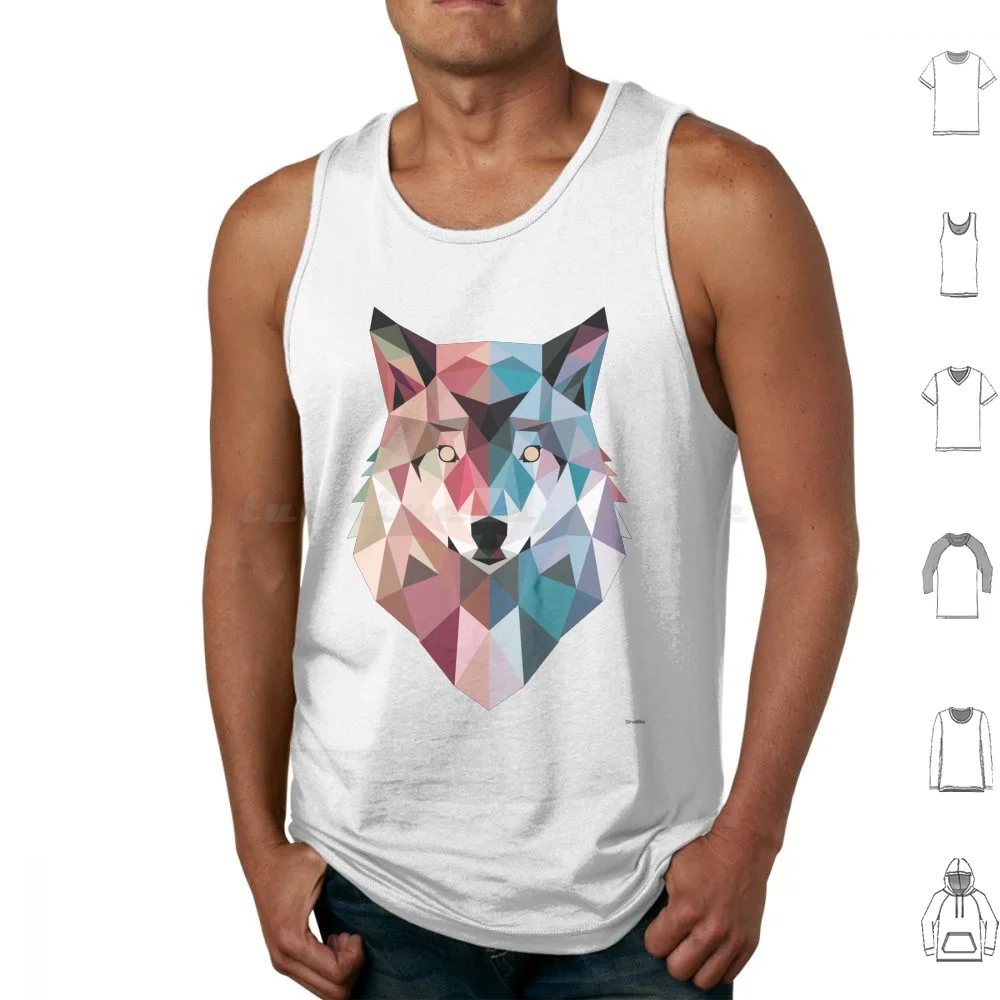Geowolf Tank Tops Vest Sleeveless Wolf Wolves Animals Nature Geometric Geometric Art Vector Geo Dinomike