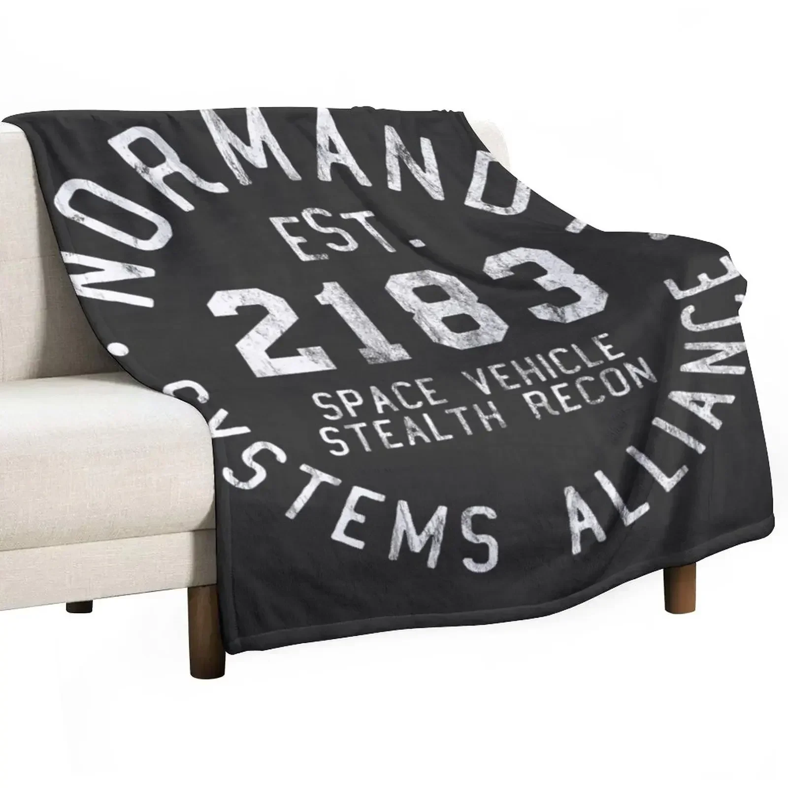 SSV Normandy Athletic Shirt | Mass Effect Athletic Style | White Print Throw Blanket Hair Decoratives Blankets