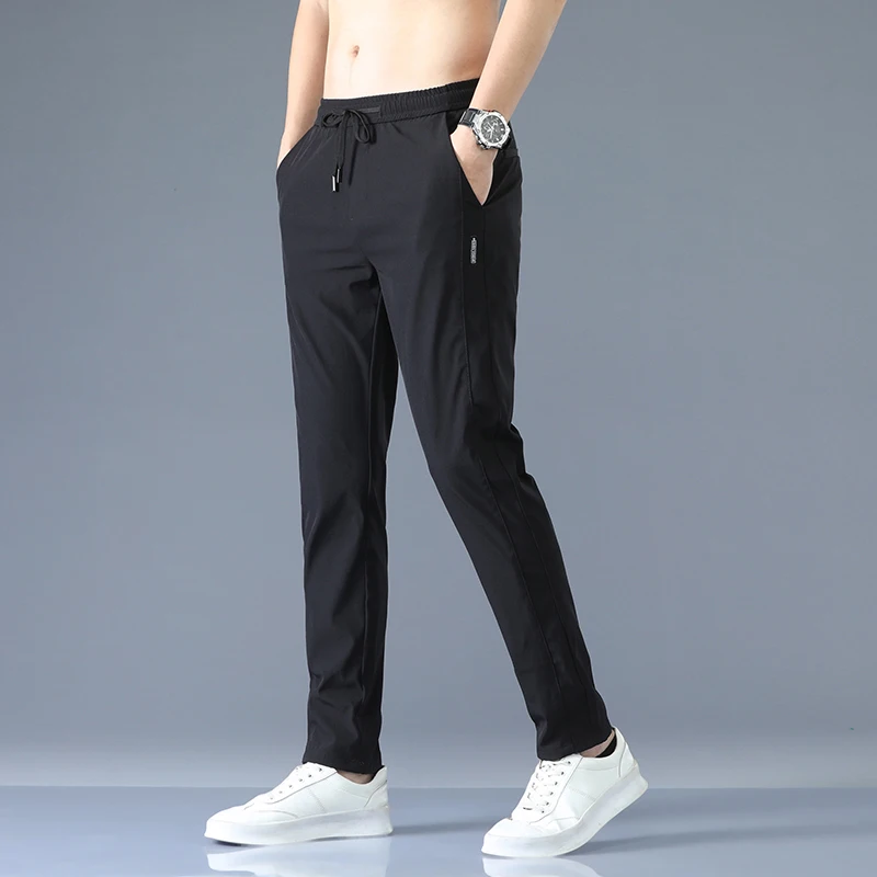 New Spring Summer Men\'s Casual Pants Slim Pant Straight Thin Trousers Male Fashion Stretch Khaki Jogging 28-38