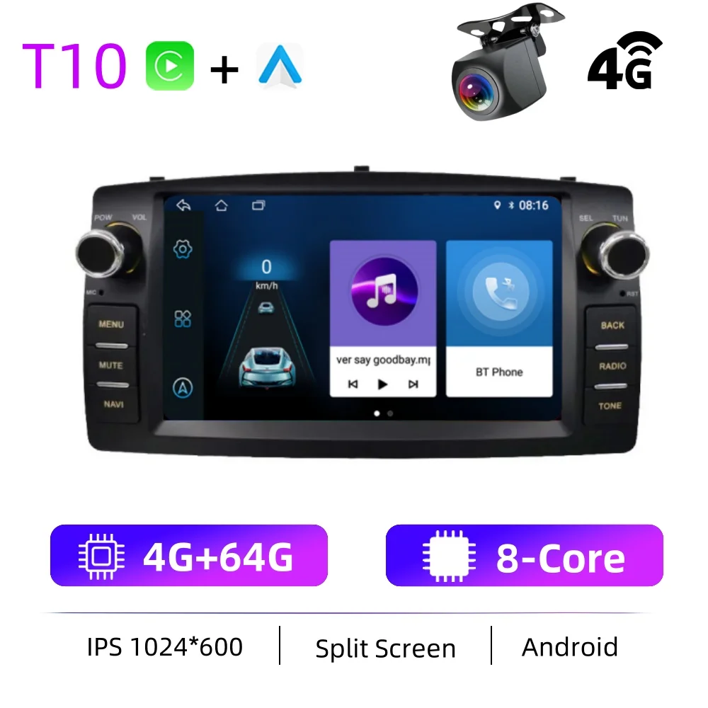 Autoradio Android Voor Toyota Corolla E120 2003-2006 BYD F3 Carplay Multimedia 7 ''Player 2Din Autoaudio Head unit Navigatie GPS