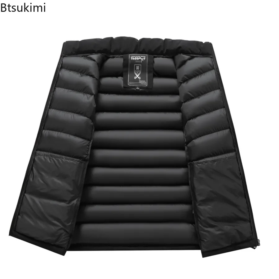 جديد 2025 سترات شتوية للرجال من القطن موضة بلون سادة وياقة واقفة مقاومة للبرودة ملابس خارجية غير رسمية دافئة سترات رجالي كبيرة الحجم #4