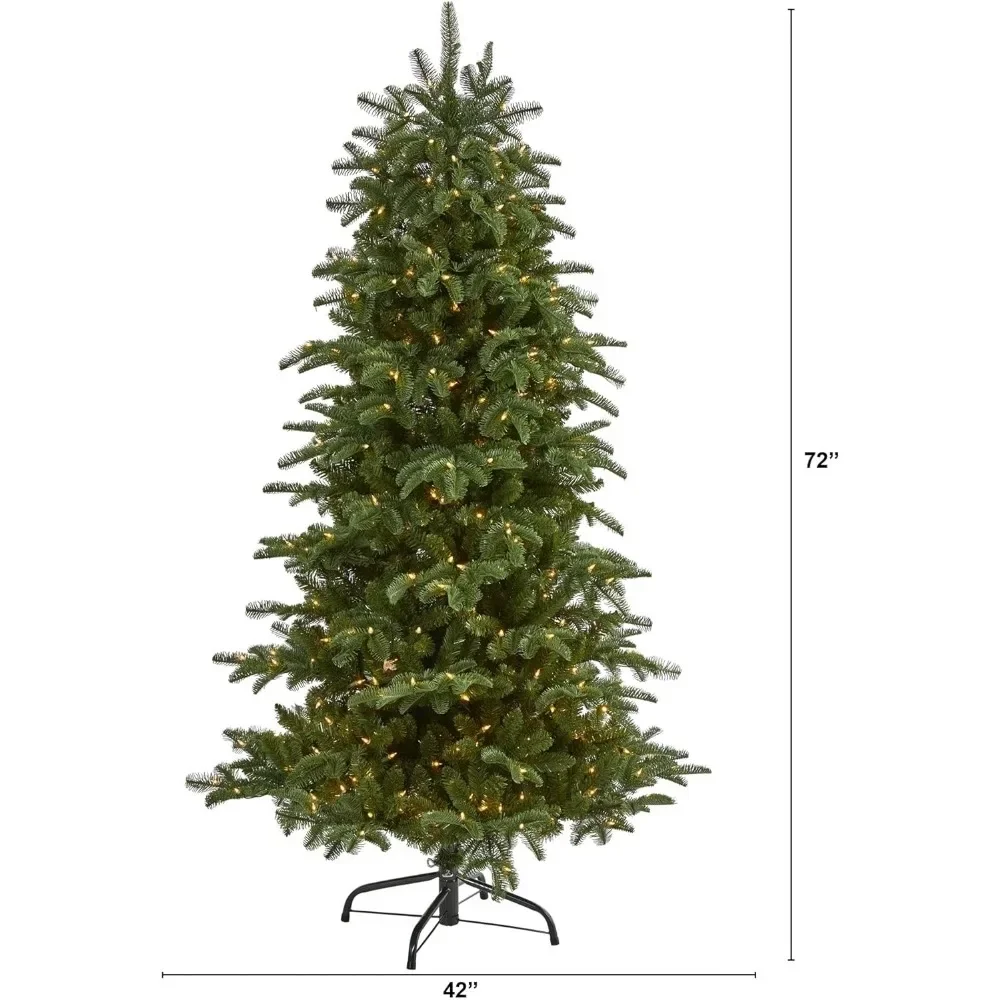 6' Christmas Tree with Clear Lights and Bendable Branches Led, Fir Artificial Christmas Tree