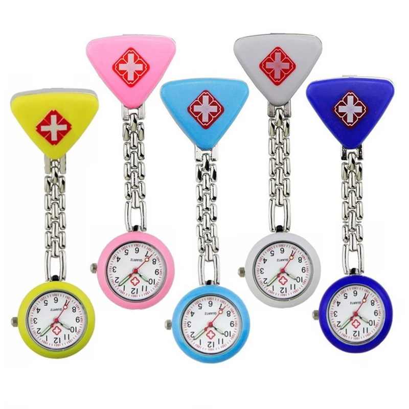 

Triangle Nurse Pocket Watch Plastic label Nurse Chest Watch Doctors Fob Watch Clip On Hanging Watches for Medical Professionals