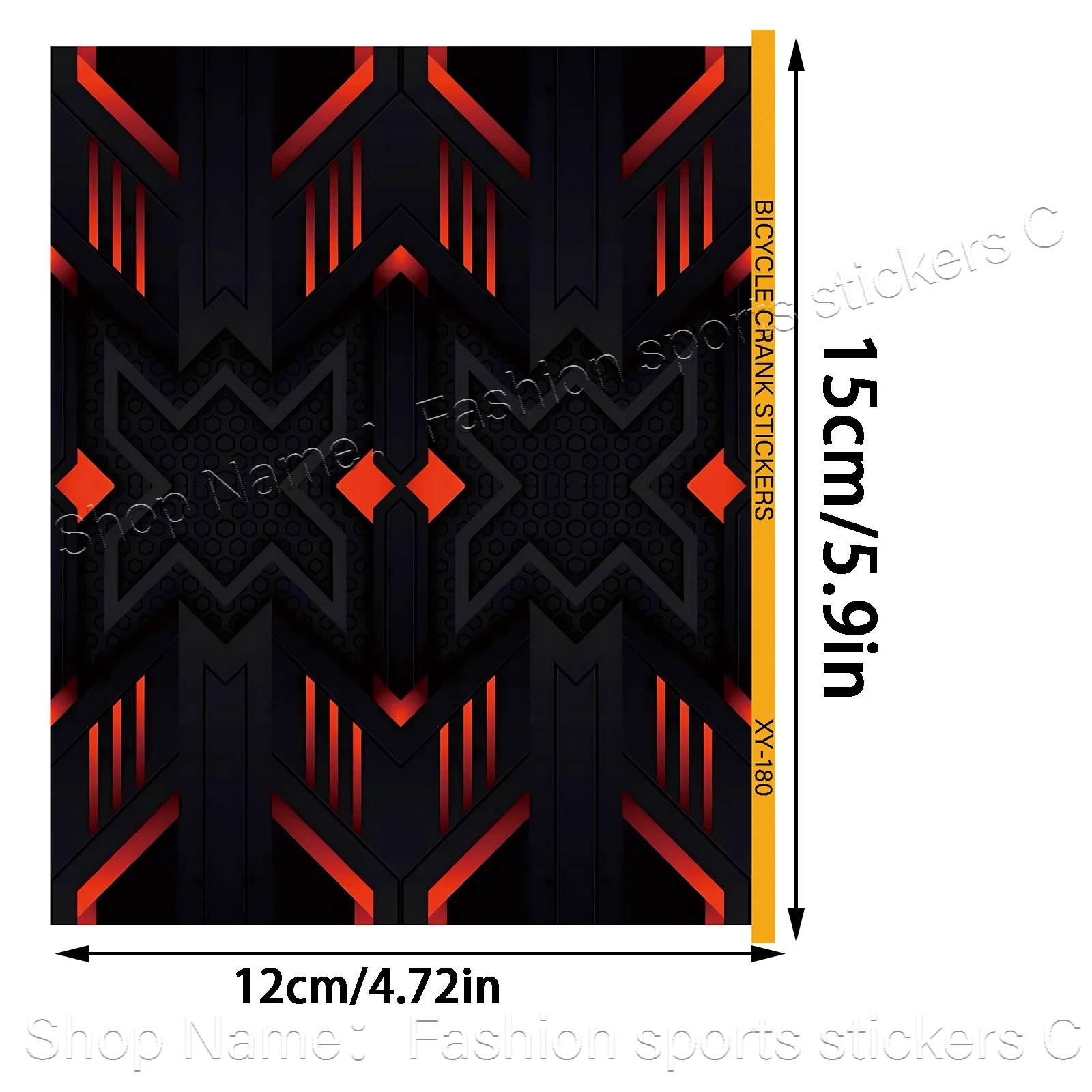 1Pair 2D Flat Red‑Black Chevron Geometric Vinyl Sticker, Waterproof Decal for Road Bike Crank Arm, Holiday Gift