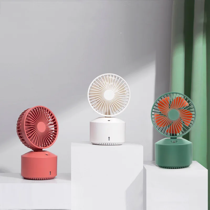 พัดลมสเปรย์ USB ขนาดเล็กตั้งโต๊ะแบบชาร์จไฟได้พัดลมสร้างความชื้นในเครื่องปรับอากาศขนาดเล็กพัดลมทำความเย็น