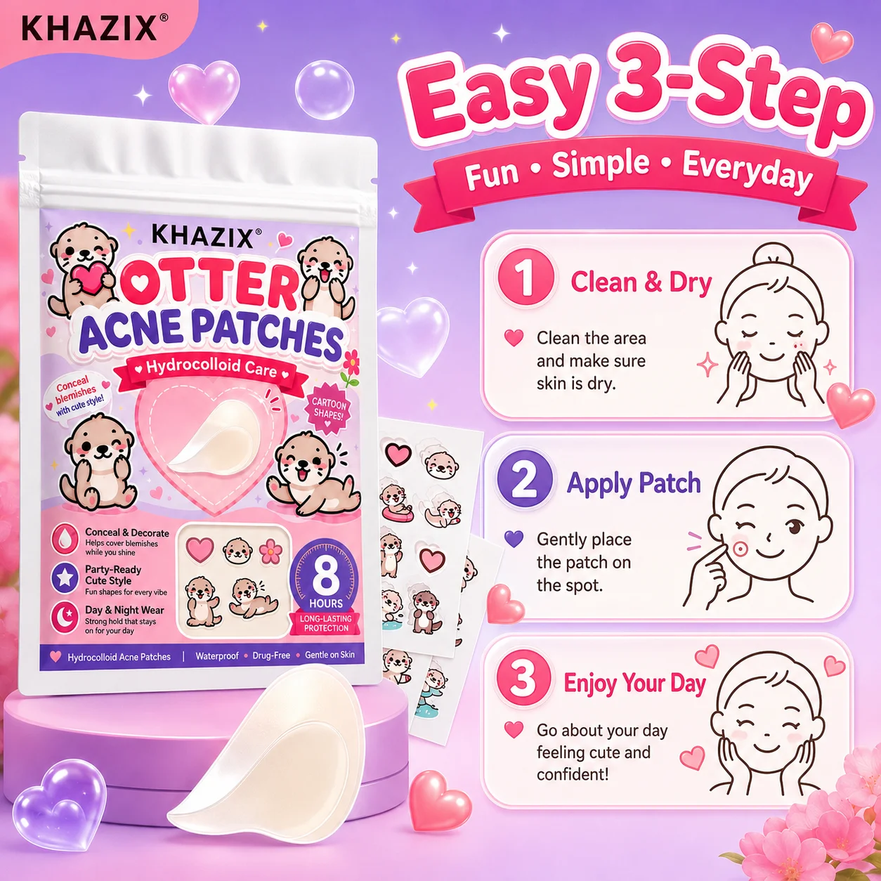 160pcs Cute Otter Pimple Patch – Super Adorable, Must-Have for Trendy Girls and Boys, Gentle and Non-Irritating