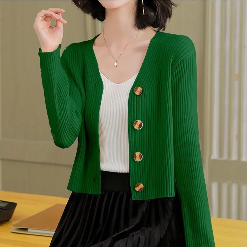 Women's Monochromatic V-Neck Long Sleeve Knitwear, Elegant Slim Tops, Casual Clothes, Office Lady, Simplicity, Autumn Fashion