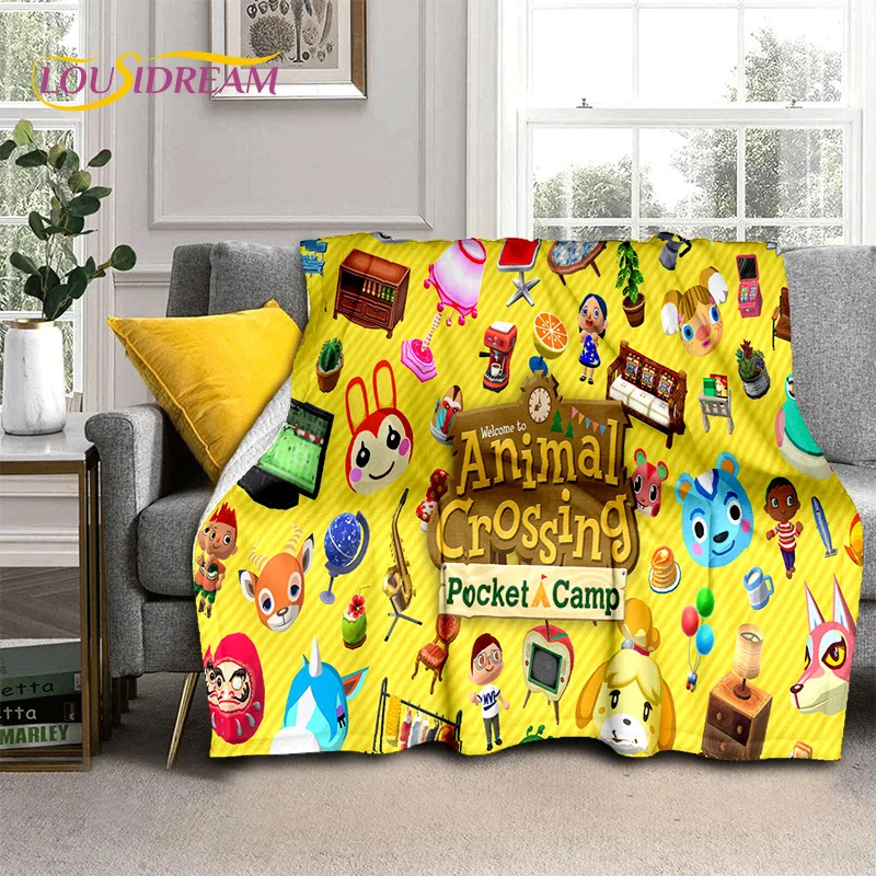 Cute Animal Crossing New Horizons Cartoon Soft Blankets,Throw Blanket Comfortable Blanket for Picnic Beds Sofa Home Bedroom Kids