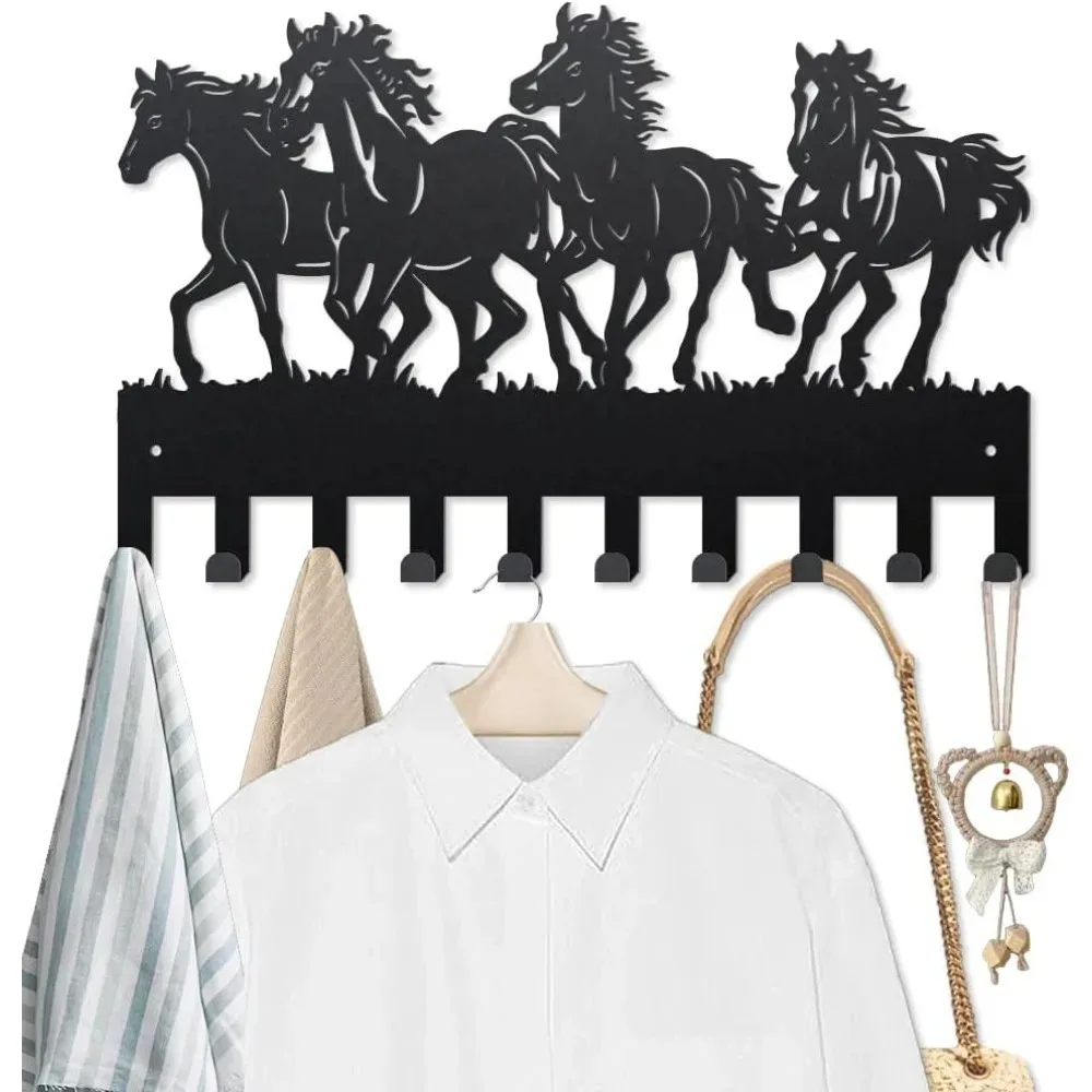 Perchero de Metal para caballos, soporte para llaves de animales montado en la pared, 15,7 × 9,8 pulgadas, decoración artística de pared de caballo de pastizales, gancho para llaves con kit de fabricación