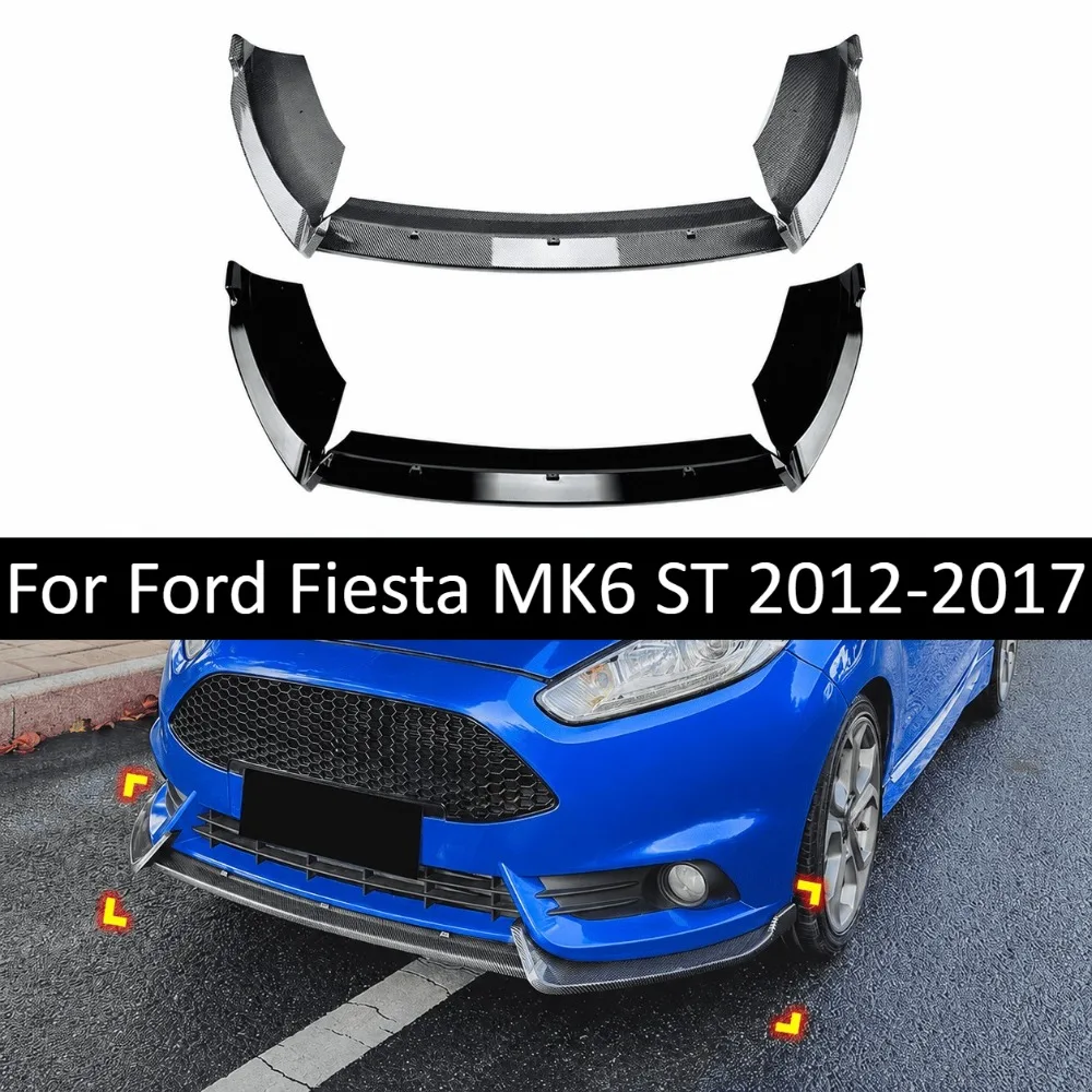 Front Bumper Lip Splitter For Ford Fiesta MK6 ST 2012-2017 Exterior Spoiler Body Kit Canard Decor Car Tuning Accessories Upgrade