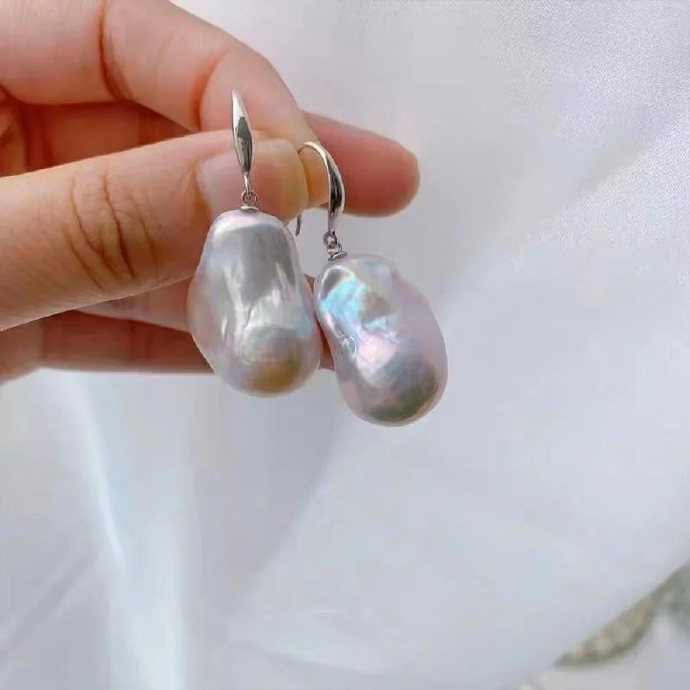 AAA+++ 14-26mm Baroque Gorgeous Japan white  pearl earring 14k 18k