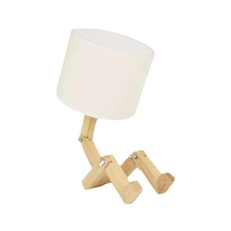 Table lamp, bedside lamp, humanoid wooden man, creative simplicity ins girl, Japanese-style Nordic warm home bedroom, plug-in