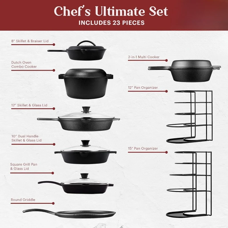 Cast Iron 23-Pc Cookware Set 8