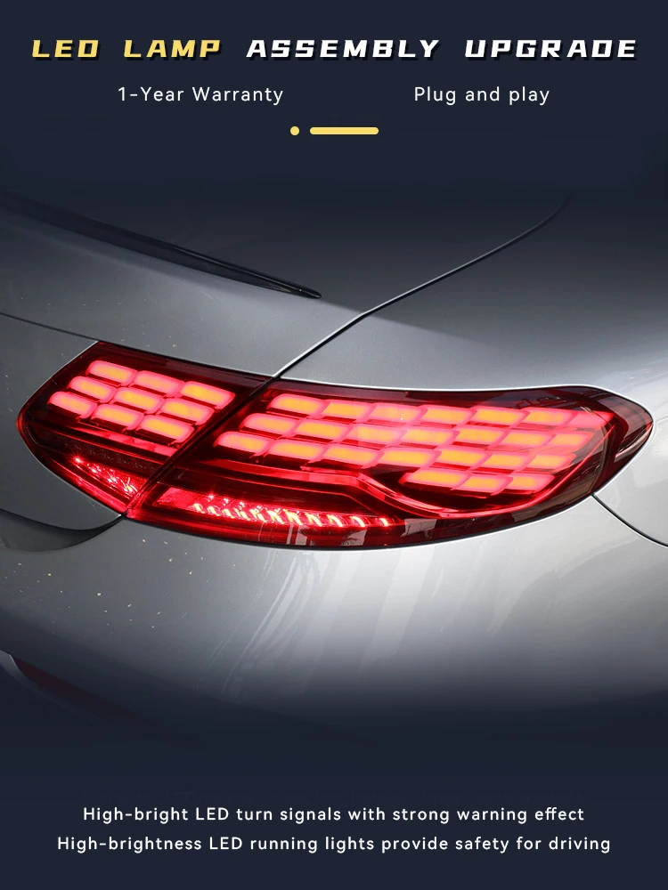 Car Styling For Benz C-Class Coupe C260 C320 C300 W205 2016-2021 Taillight Upgrade DRL Rear Lamp Signal Tail Lamp Accessories