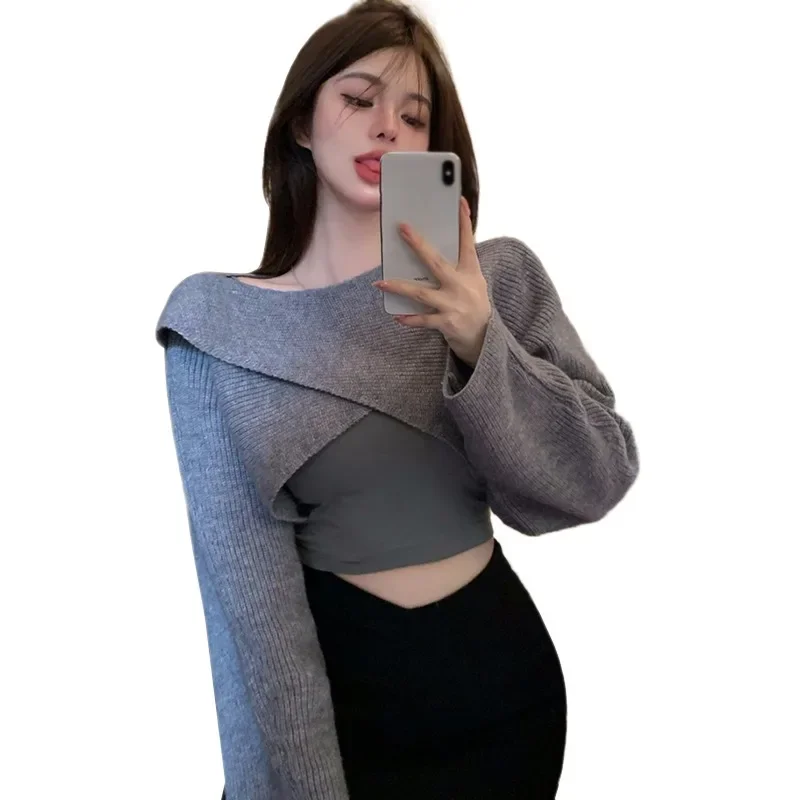 Women's Long Sleeve Sweater Loose Casual Knitted Pullover Tops Solid Color