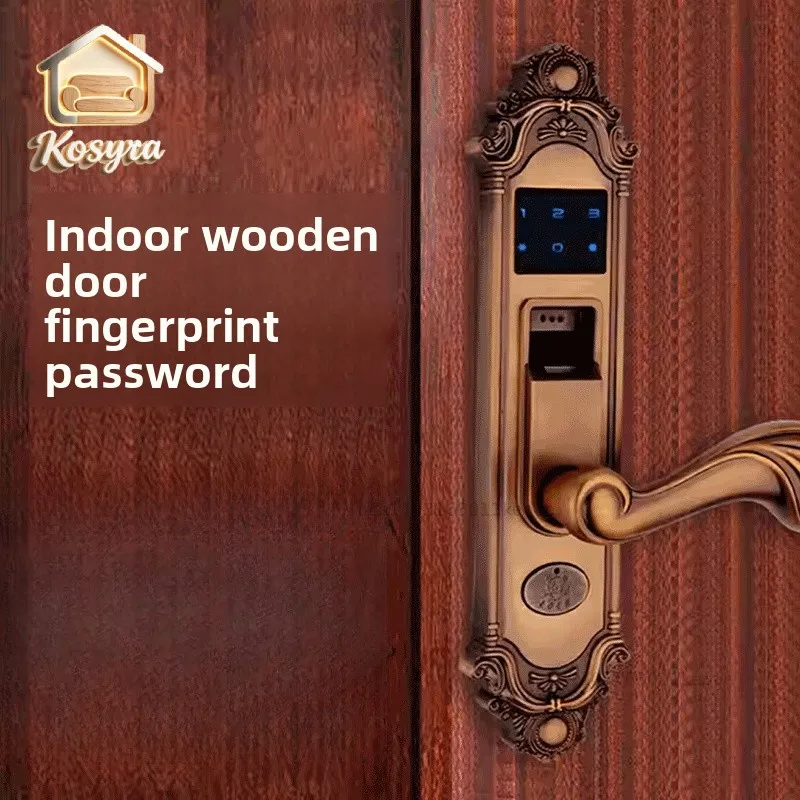 Fingerprint Lock Wooden Door Home Bedroom Office Password Lock Smart Lock European Door