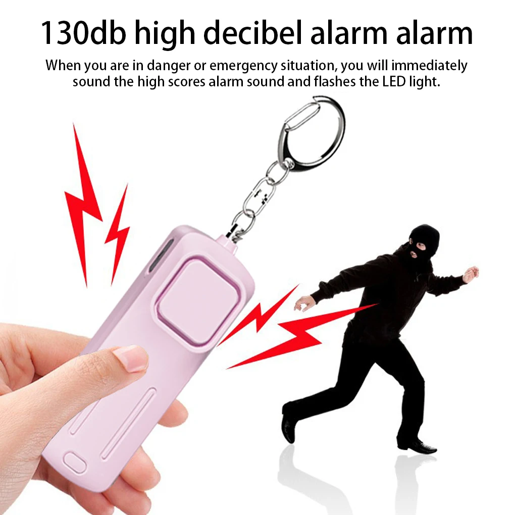 Woman Children Elder Emergency Alarms with Light Portable Self-defense 130dB Loud Alerts Security for Outdoor Black