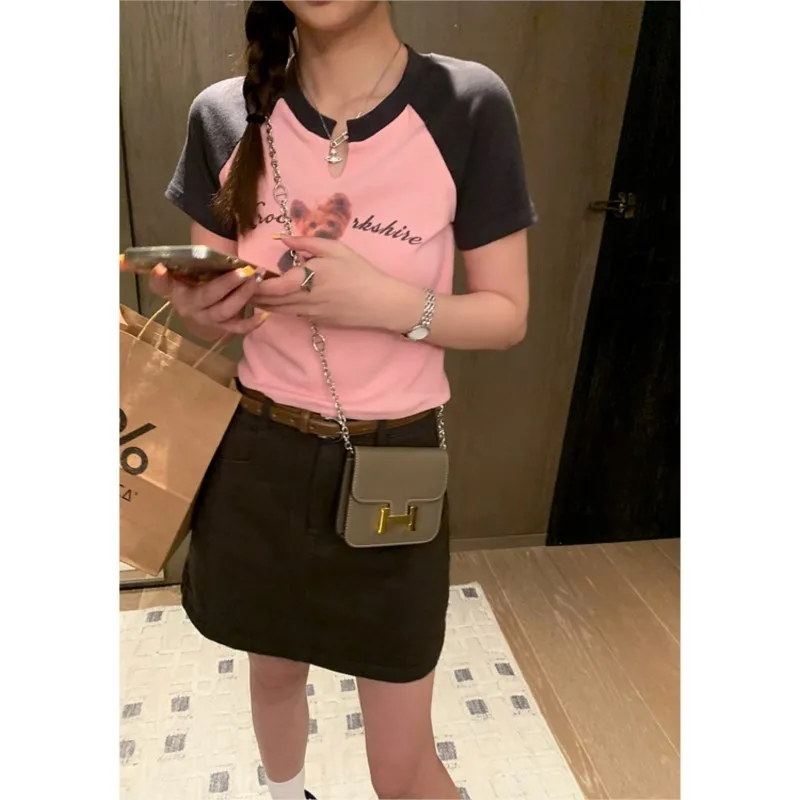 B-TOTO Simple Casual Denim Skirt For Women Summer Korean Style Loose Sweet Short Skirt Temperament High Waist A-line Skirt 2024