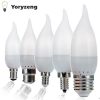 2PCS 3W LED Candle Light Bulbs E12 E14 B22 E27 2835 SMD 110V 220V Flame Shape Replae 30W Halogen White Lamp For Home Decoration