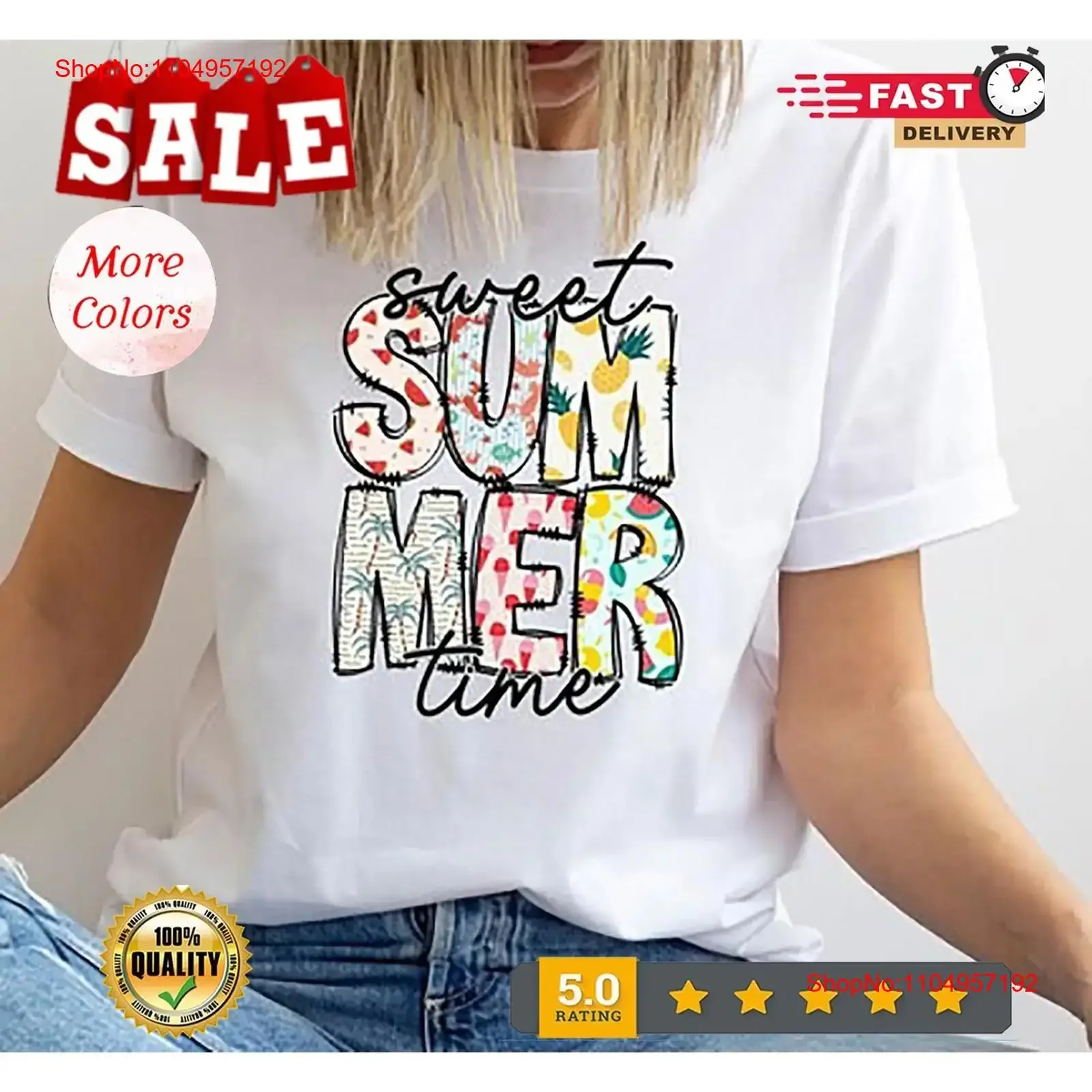 تي شيرت صيفي Sweet Beach مضحك تيم خمر مغسول امتدت أزياء أوم مريحة مصمم الملابس عارضة