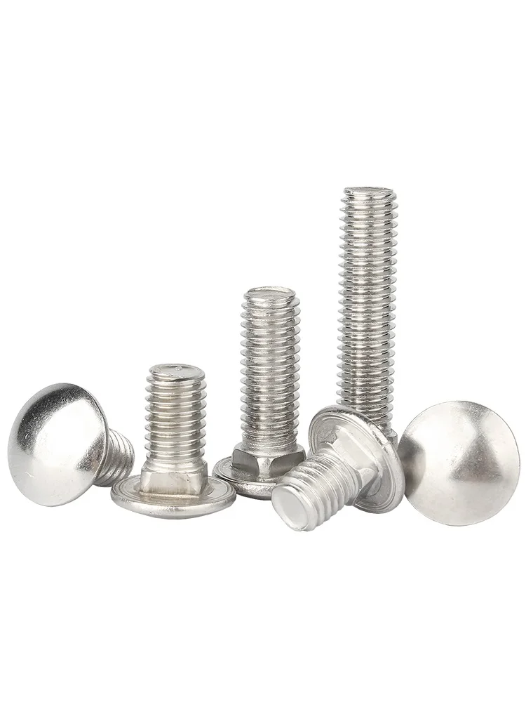 1/2/3/5/10/20pcs M4 M5 M6 M8 M10 M12 304 A2 Stainless Steel Carriage Flat Head Bolt， Semi-Circular Square Neck Square Screw