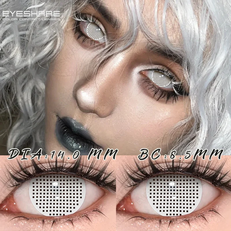 EYESHARE 1 Paar Halloween-Cosplay-Kontaktlinsen, rote Anime-Linsen, weiße Kontaktlinsen, schwarze Linsen, verrückte Augenlinsen, für die jährliche Anwendung – Detail 29