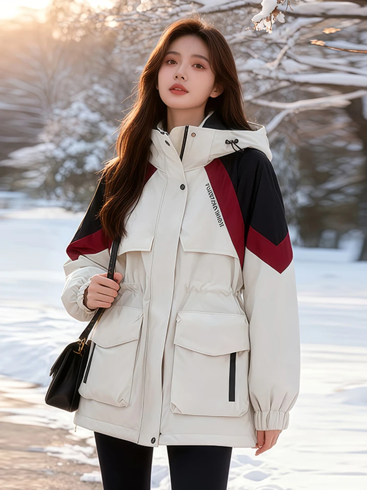 

Женская удлиненная парка-пуховик с хлопковым утеплителем, утолщенная, осенне-зимняя, новая модель, рабочая одежда, тренчкот с поясом на талии