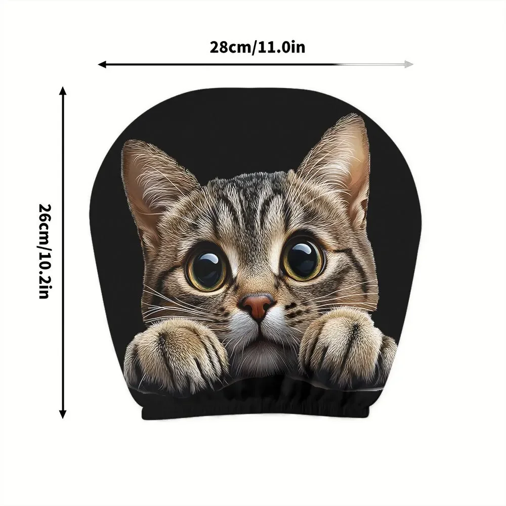 2pcs Headrest Covers Car Funny 2pcs Headrest Cover Halloween Cartoon Big Eyed Cute Cat Printed Easy To Install Washable