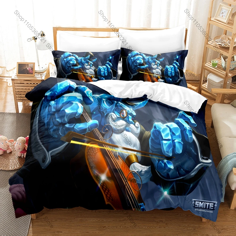 Smite Printed Bedding Set, Duvet Cover plus 2 Pillowcases, Cool Gaming Style Soft Microfiber Bedroom Textiles