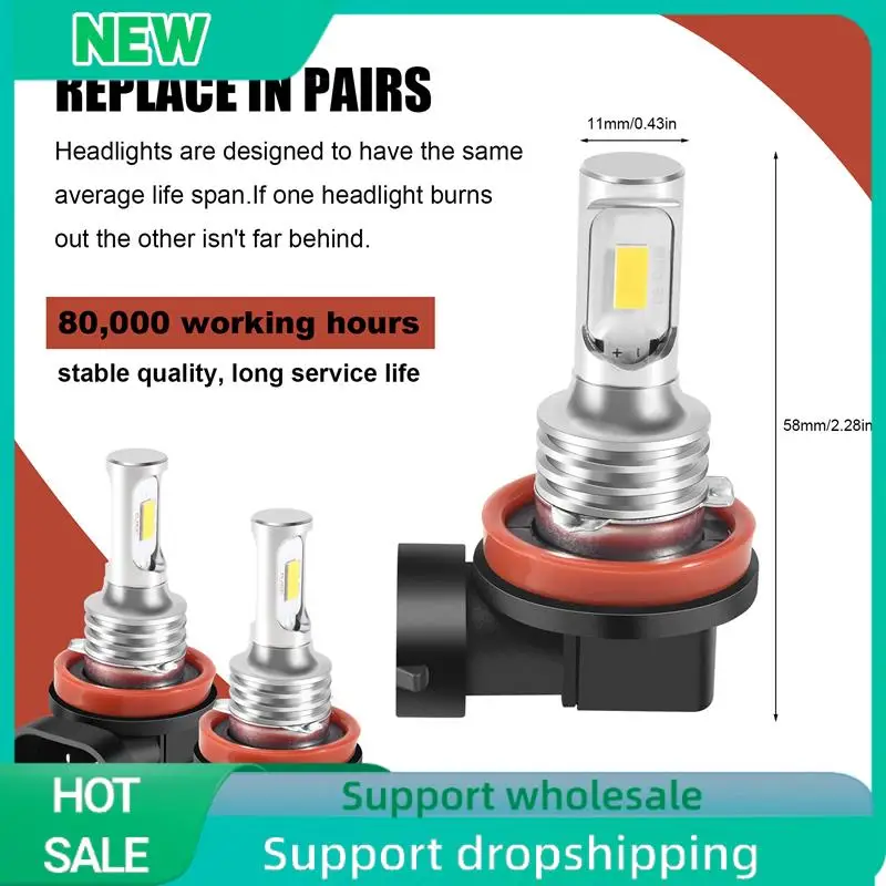 A04E-H11 H8 H16 80W 4000LM 3000K 옐로우 테크 LED 안개등 변환 전구 키트